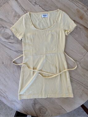 Scout Goods Canary Yellow Short Sleeve Tie-Waist Top Dress